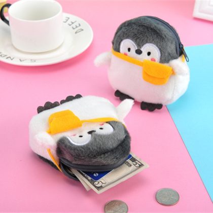 Cute Soft Plush Penguin Coin Wallet for Kids